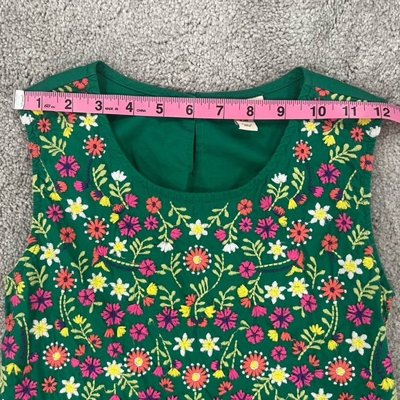 Cherokee Girls Sz L Green Embroidered Floral Sleeveless Summer Cotton Dress - Picture 9 of 9